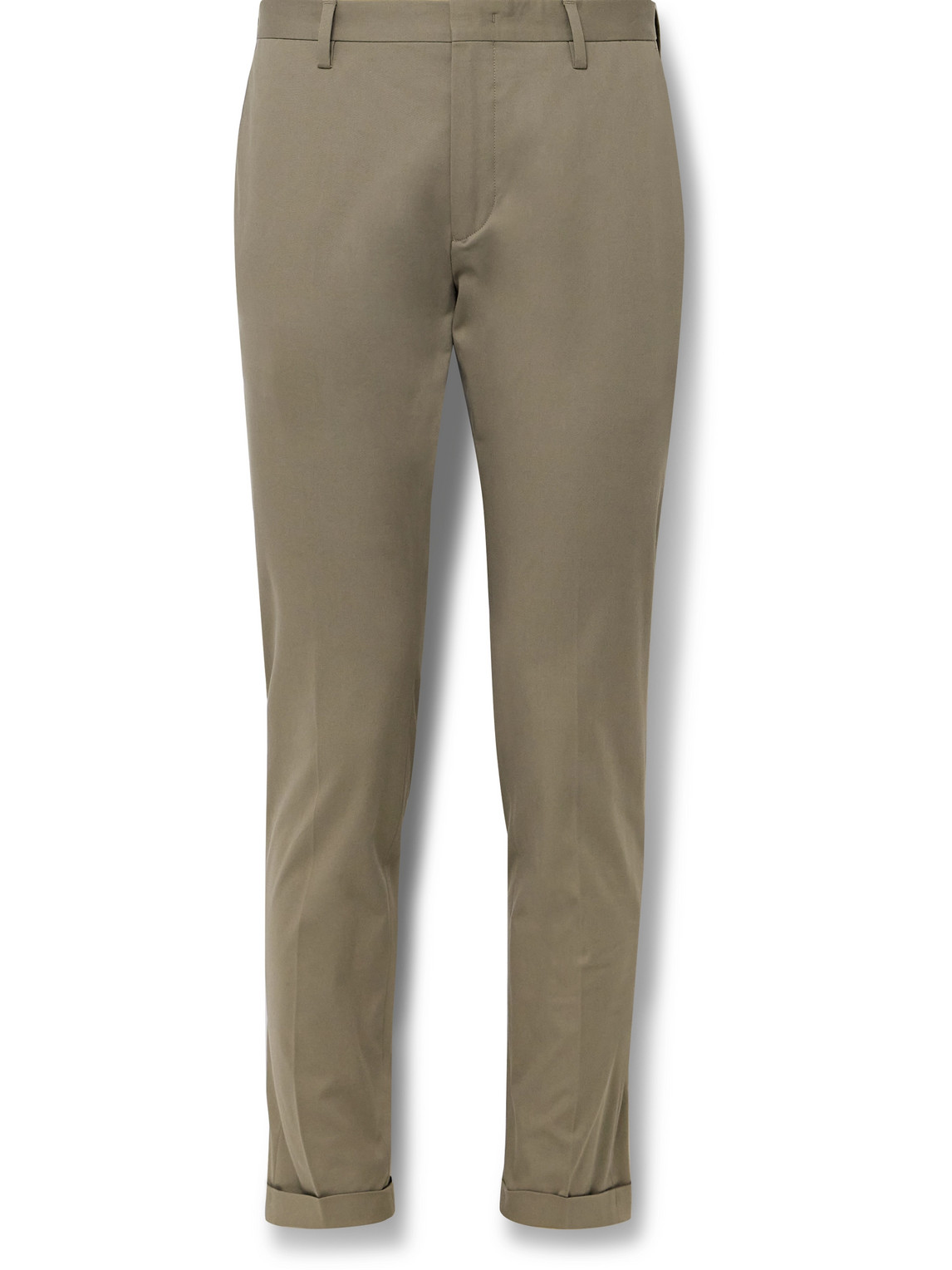 Paul Smith Slim-fit Cotton-blend Twill Trousers In Brown