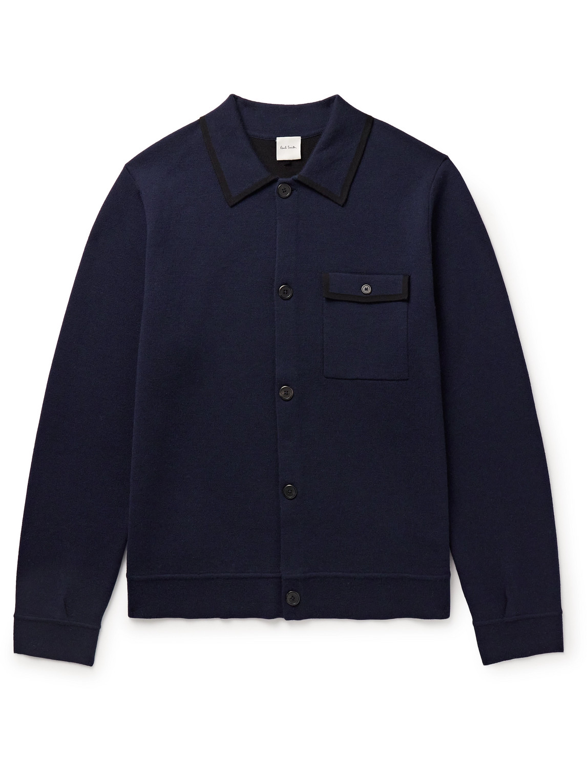 Paul Smith Stretch Merino Wool And Cotton-blend Overshirt In Blue