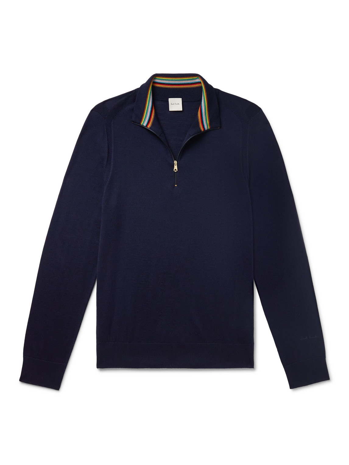 Paul Smith Slim-fit Merino Wool Half-zip Sweater In Blue