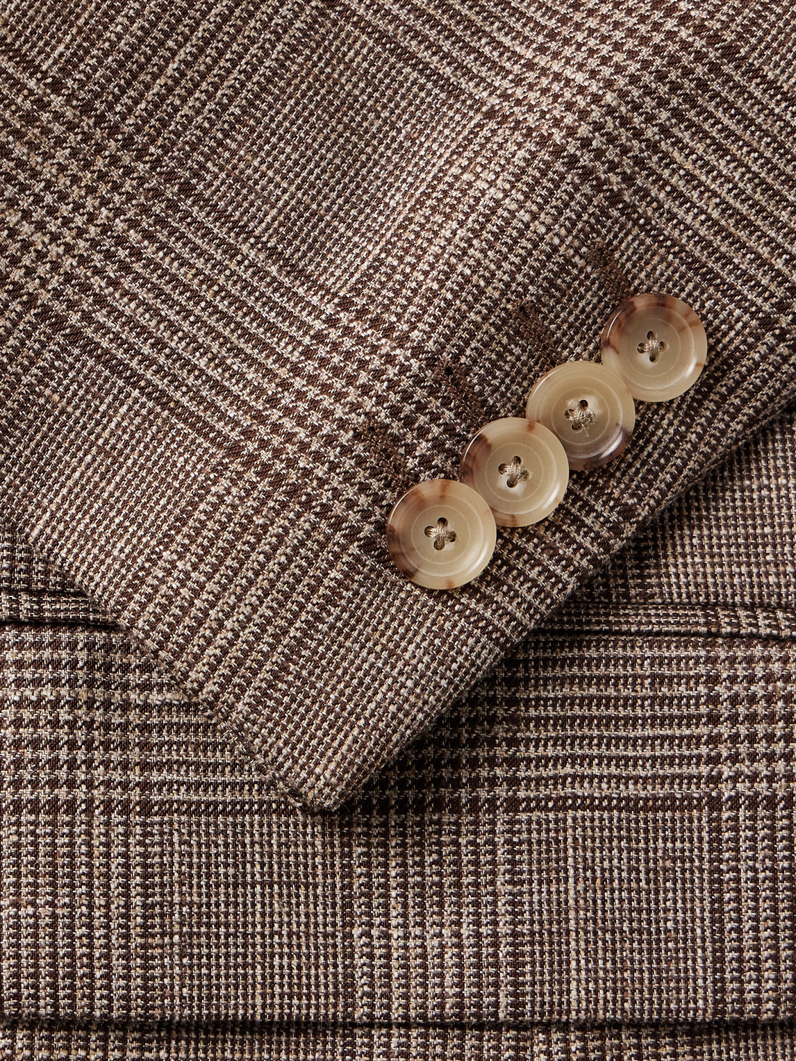 Shop Paul Smith Slim-fit Prince Of Wales Checked Wool, Cotton And Linen-blend Blazer In Brown
