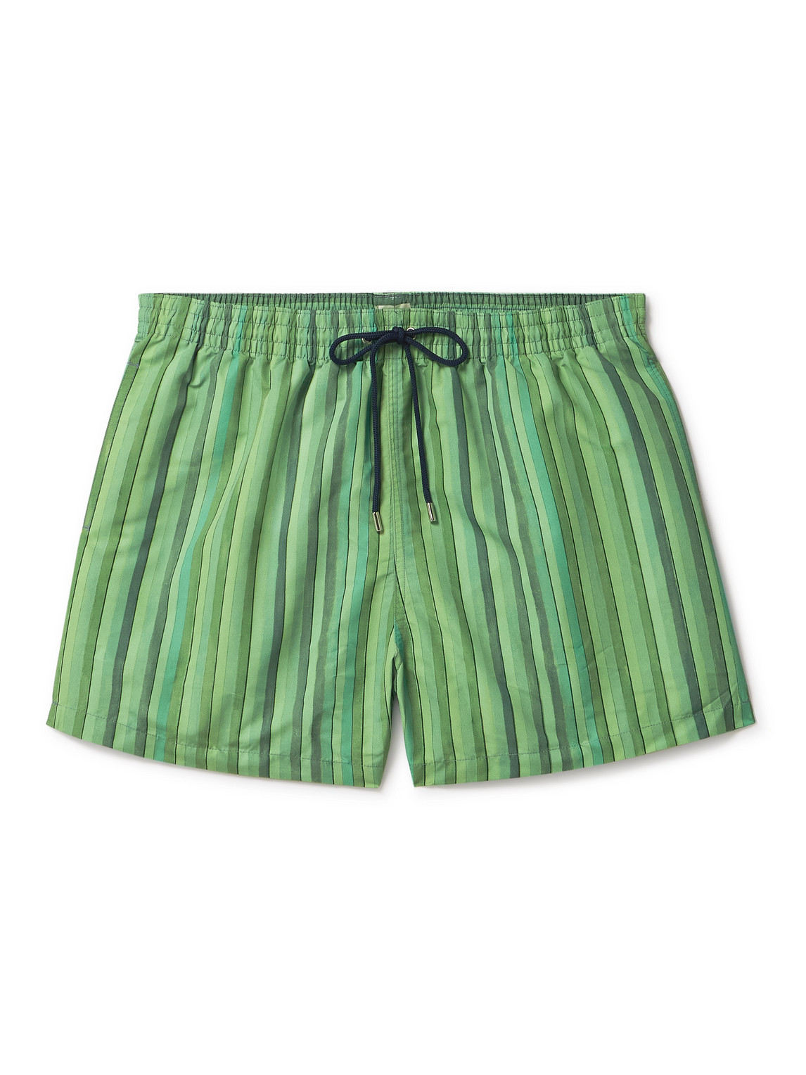Paul Smith Straight-leg Mid-length Striped Recycled Swim Shorts In Green