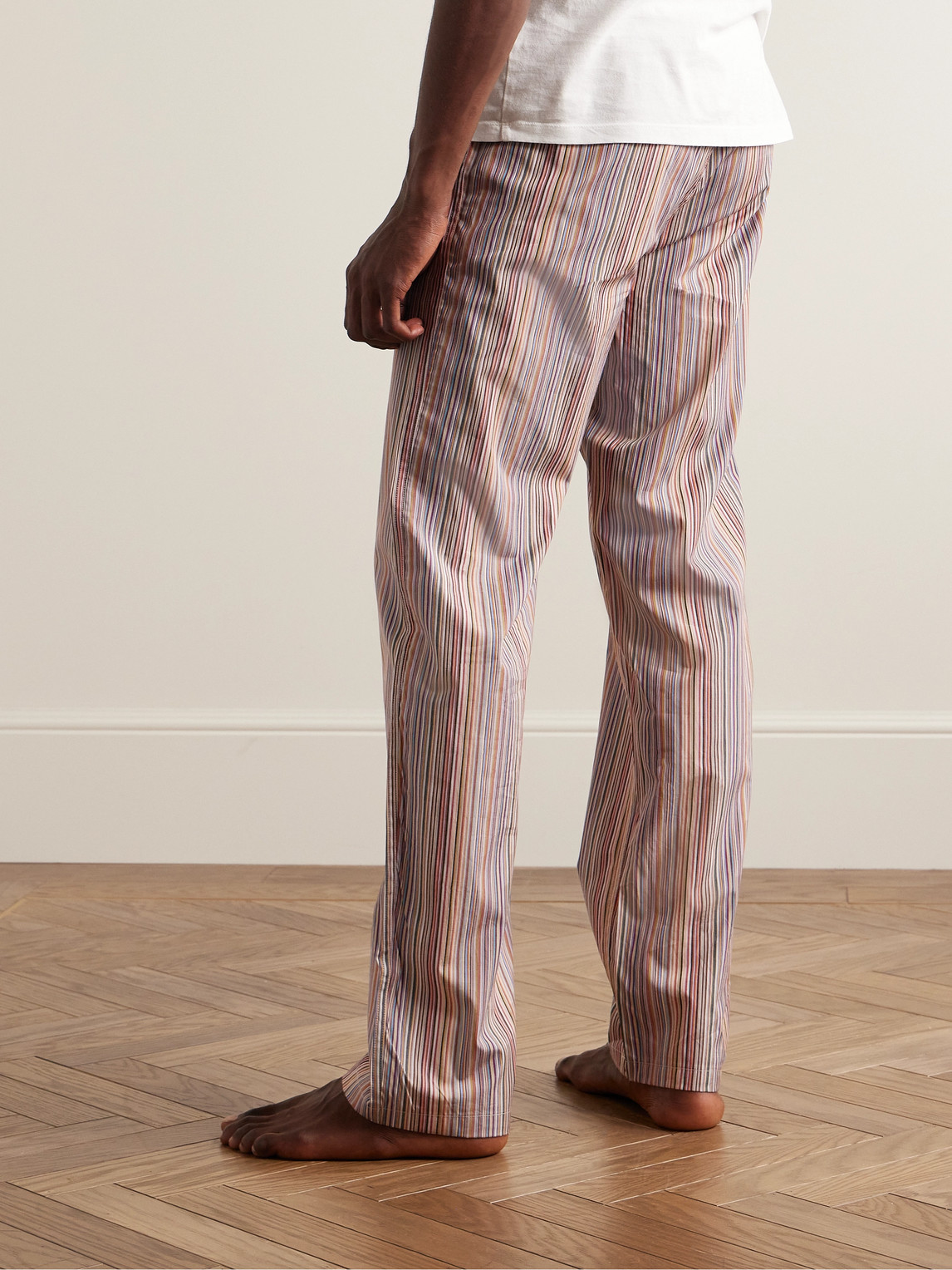 Shop Paul Smith Striped Cotton Pyjama Trousers In Multi