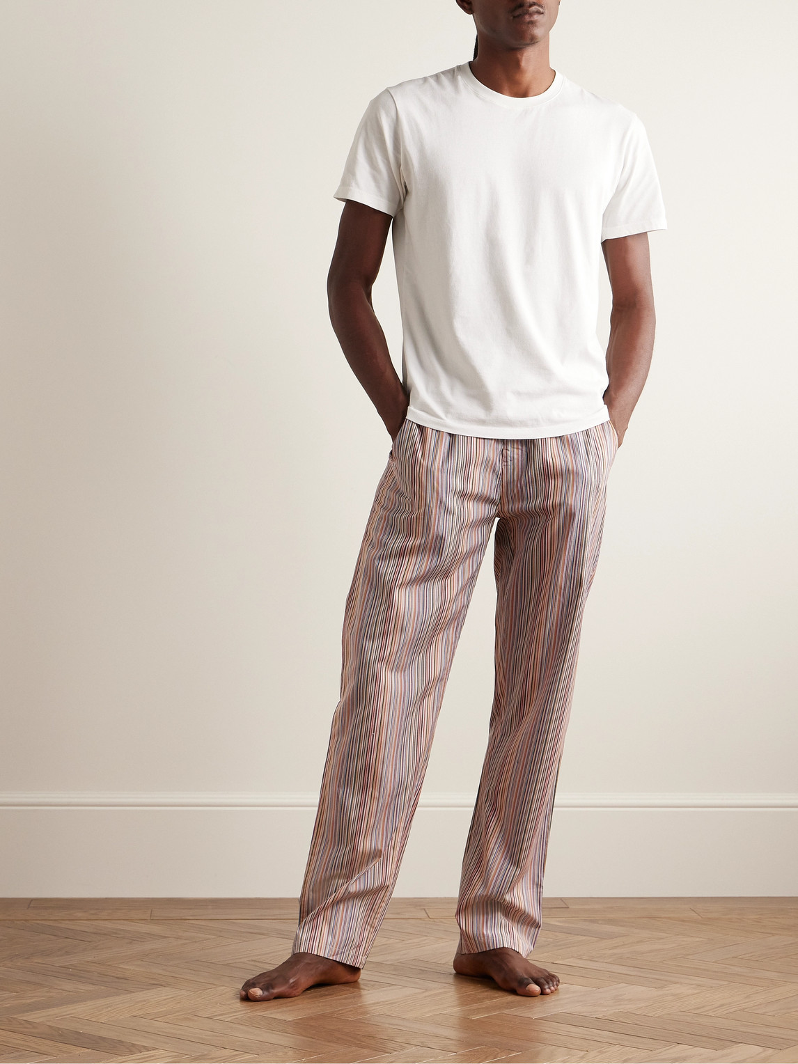 Shop Paul Smith Striped Cotton Pyjama Trousers In Multi