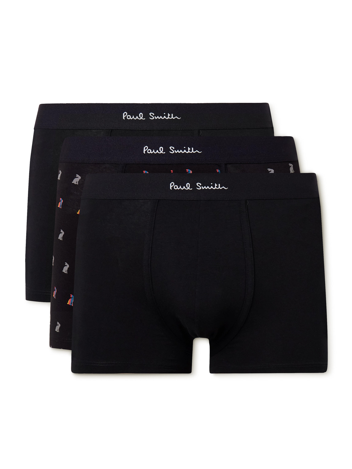 Paul Smith Three-pack Stretch Organic Cotton-jersey Boxer Briefs In Black