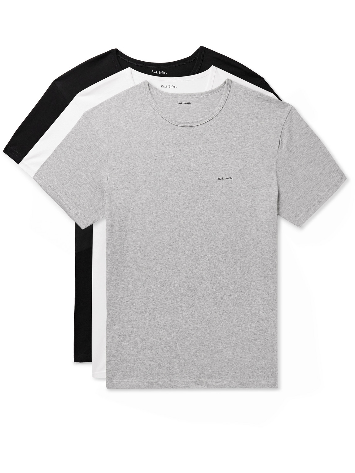 Shop Paul Smith Three-pack Slim-fit Logo-print Organic Cotton-jersey T-shirts In Multi