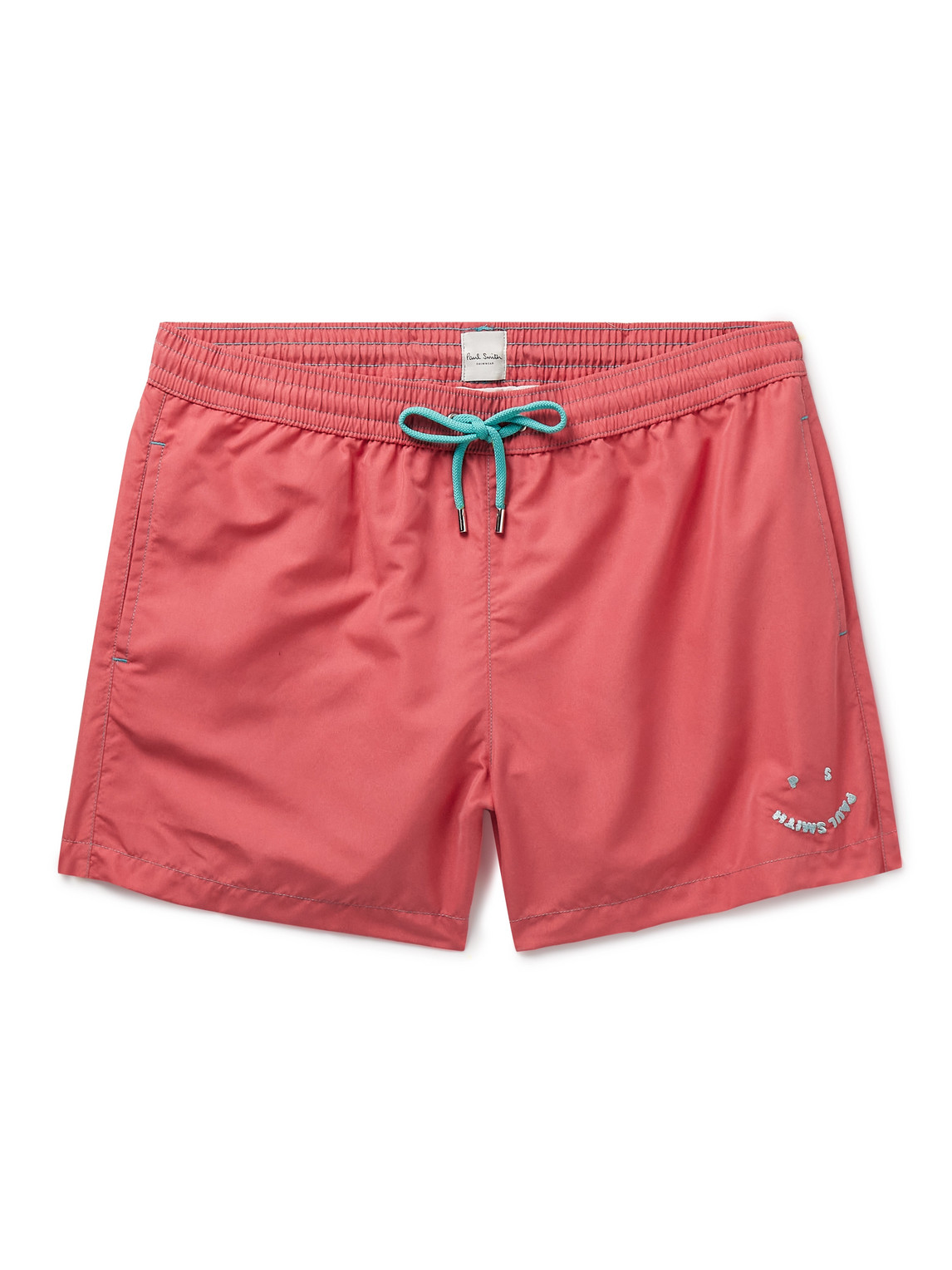 Paul Smith Happy Slim-fit Short-length Logo-embroidered Recycled Swim Shorts In Orange