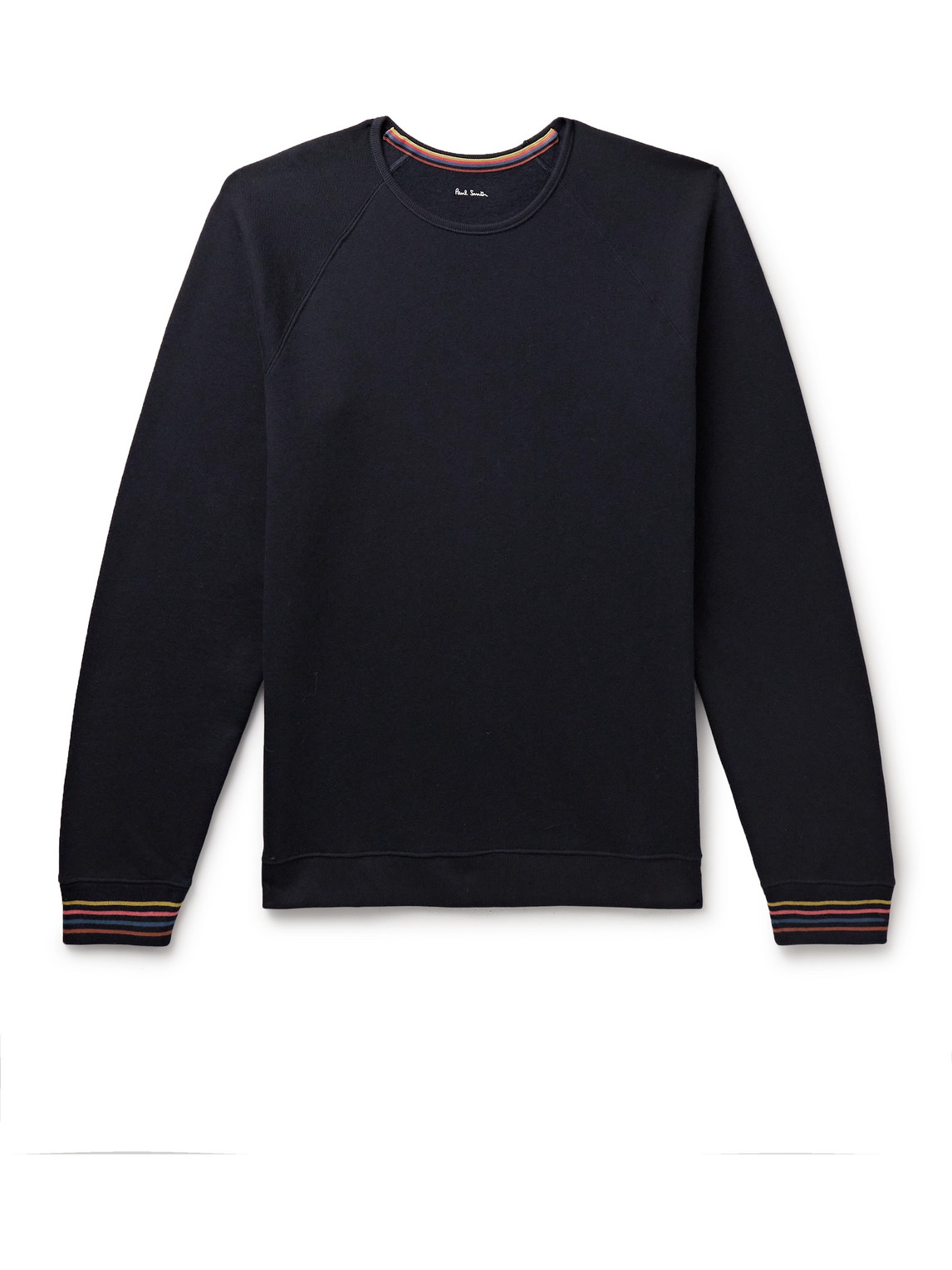 Paul Smith Striped Appliquéd Cotton-jersey Sweatshirt In Blue