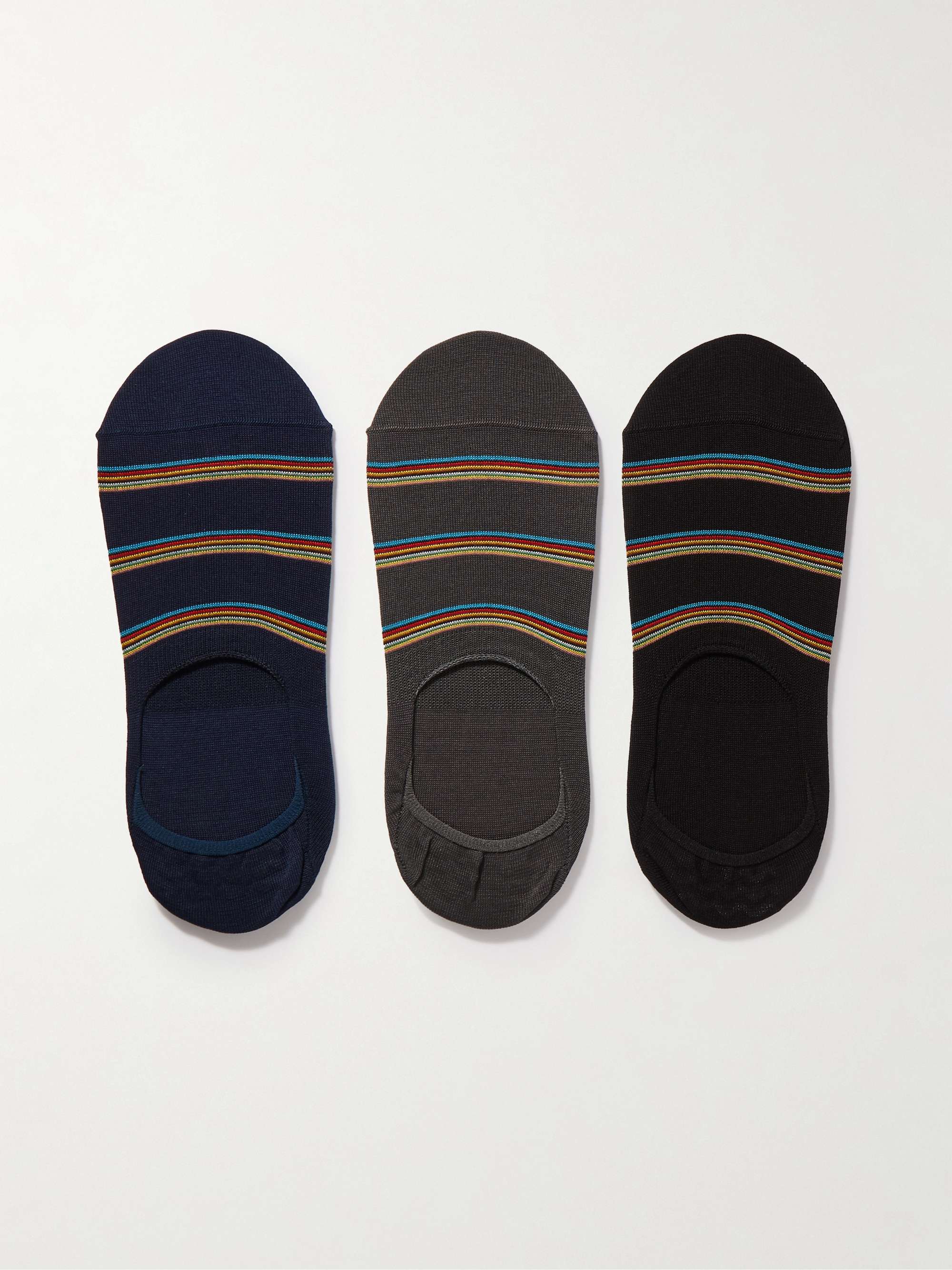 PAUL SMITH Three-Pack Striped Cotton-Blend Socks