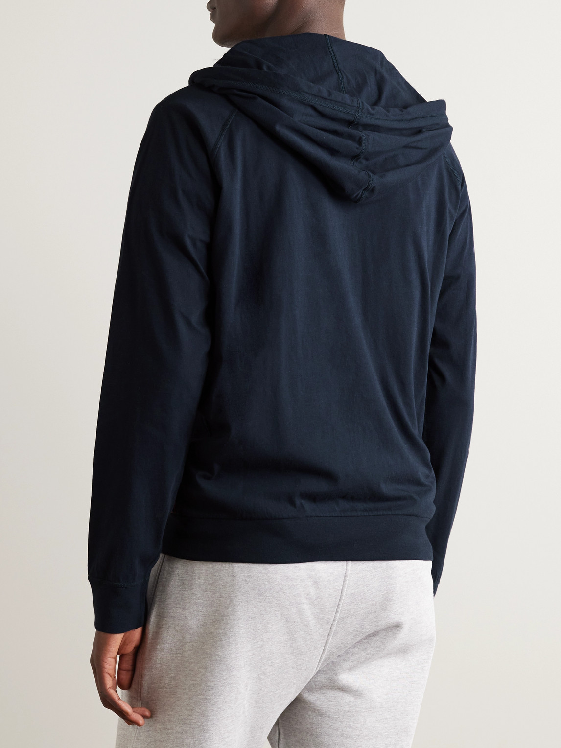 Shop Paul Smith Logo-appliquéd Cotton-jersey Zip-up Hoodie In Blue