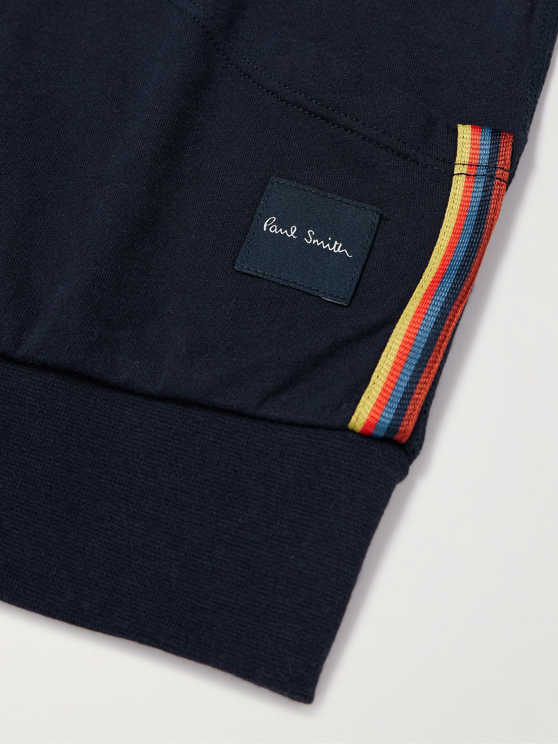 Shop Paul Smith Logo-appliquéd Cotton-jersey Zip-up Hoodie In Blue