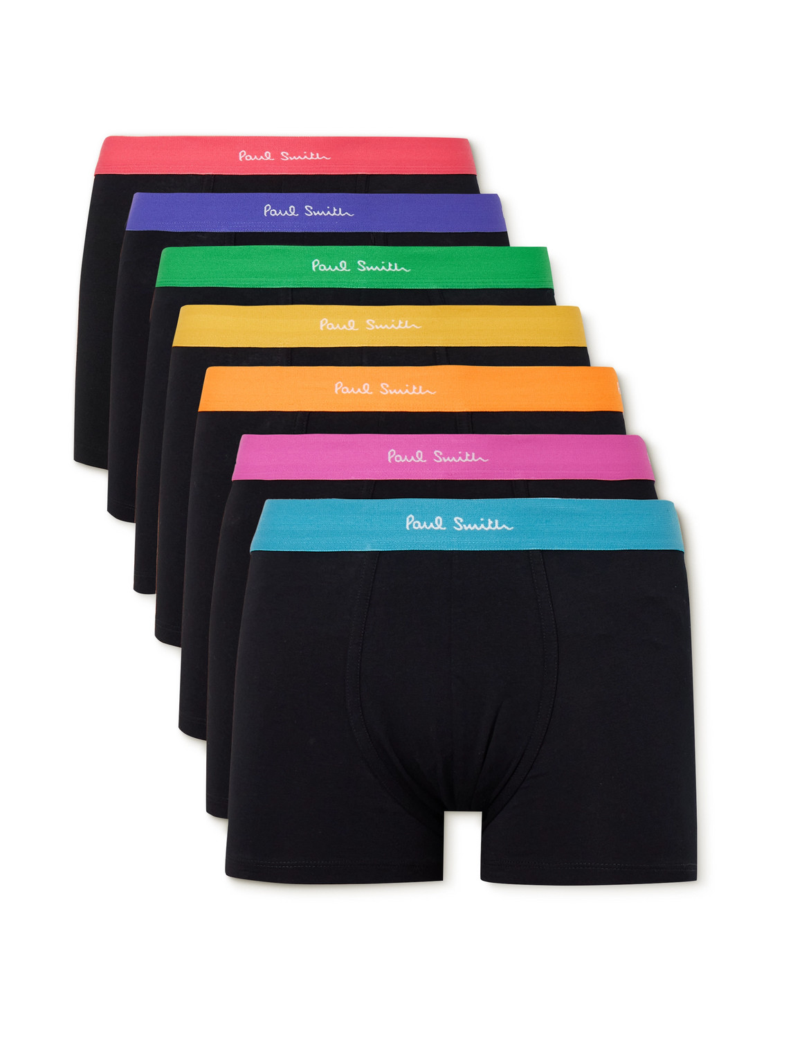 Paul Smith Seven-pack Stretch Organic Cotton-jersey Boxer Briefs In Black