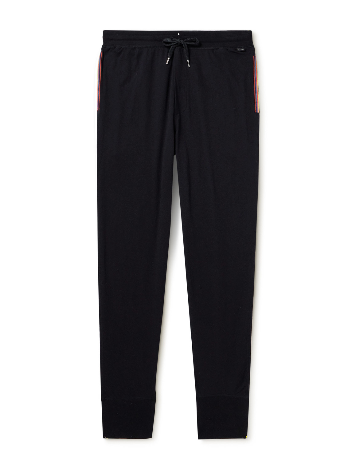 Paul Smith Grosgrain-trimmed Cotton-jersey Sweatpants In Black