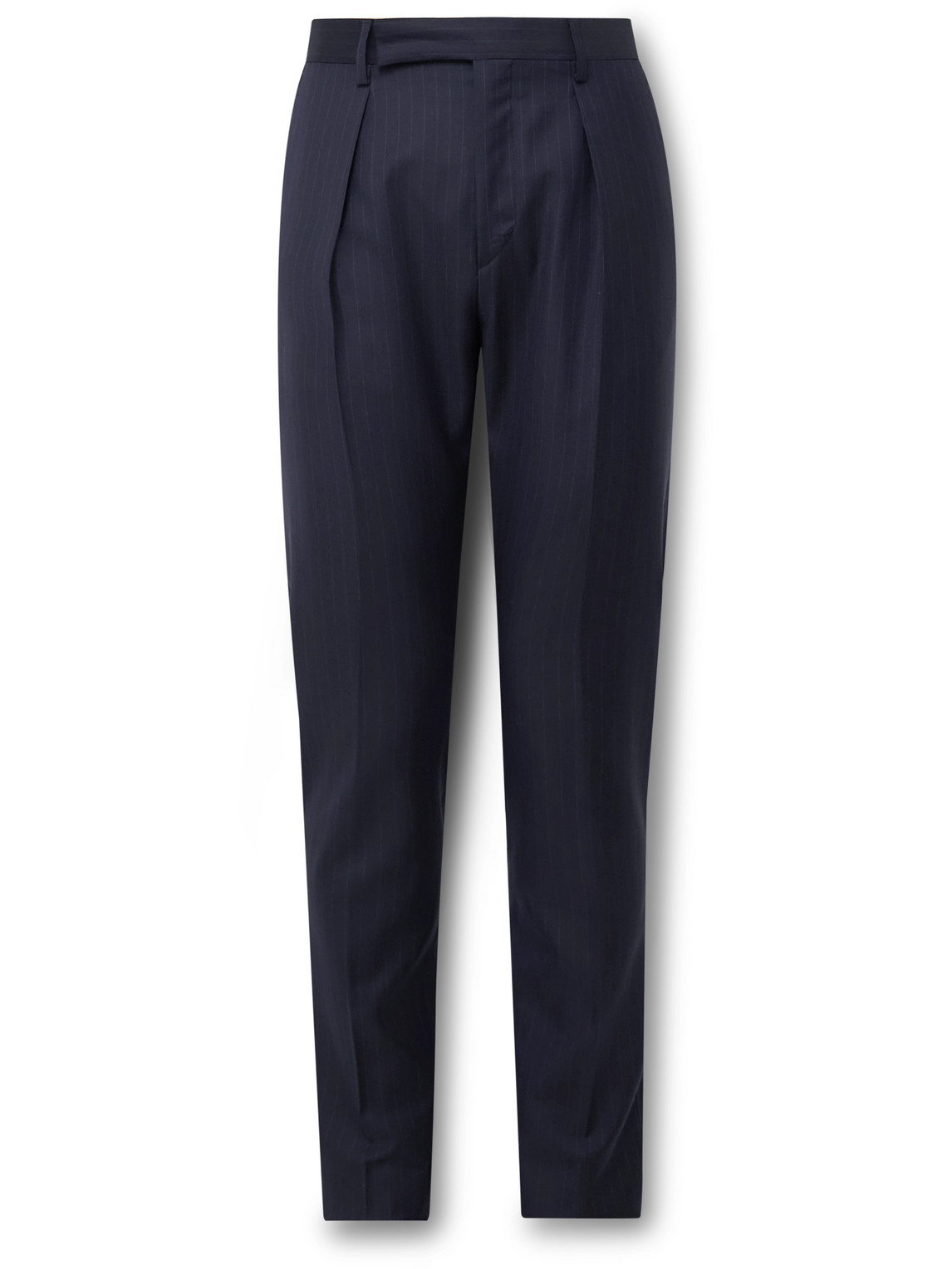 Paul Smith Slim-fit Straight-leg Pleated Pinstriped Wool-twill Suit Trousers In Blue