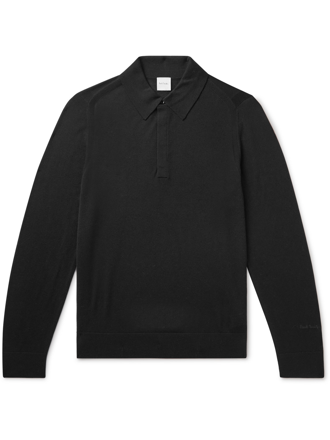 Paul Smith Button-up Merino-wool Polo Shirt In Black