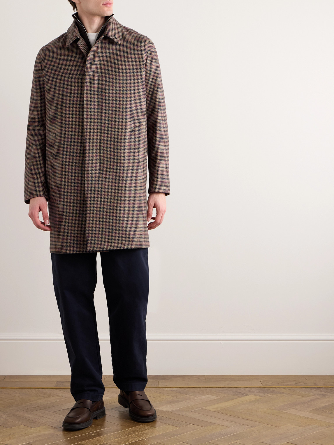 Shop Paul Smith Houndstooth Wool-tweed Coat In Brown