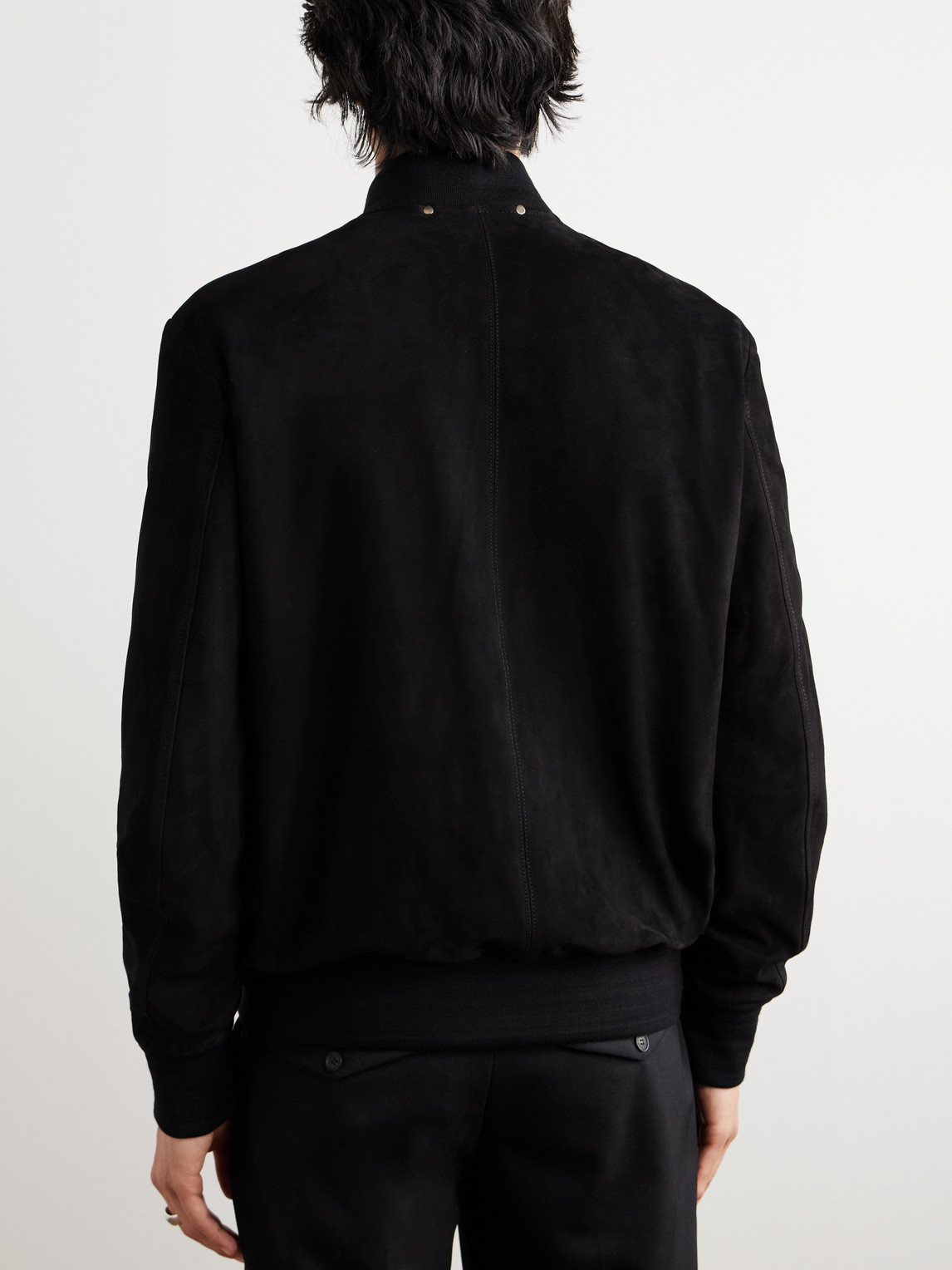 Shop Paul Smith Suede Bomber Jacket In Black