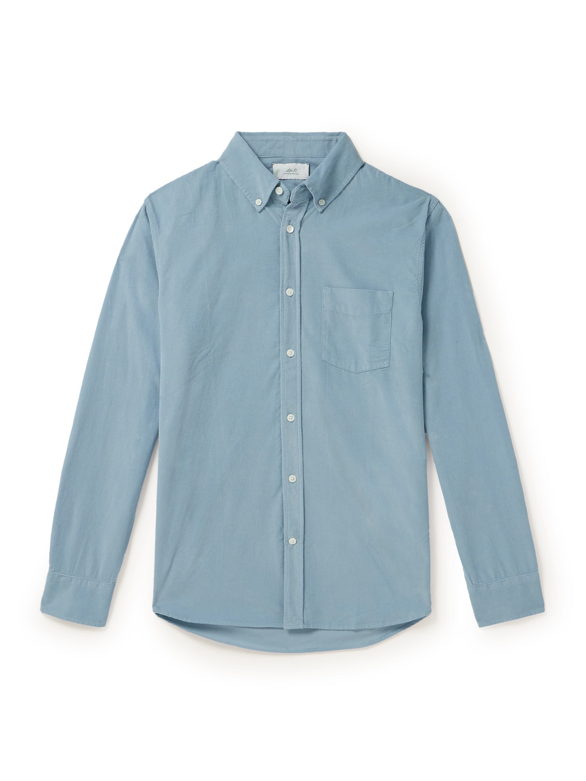 Button-Down Collar Garment-Dyed Organic Cotton-Needlecord Shirt