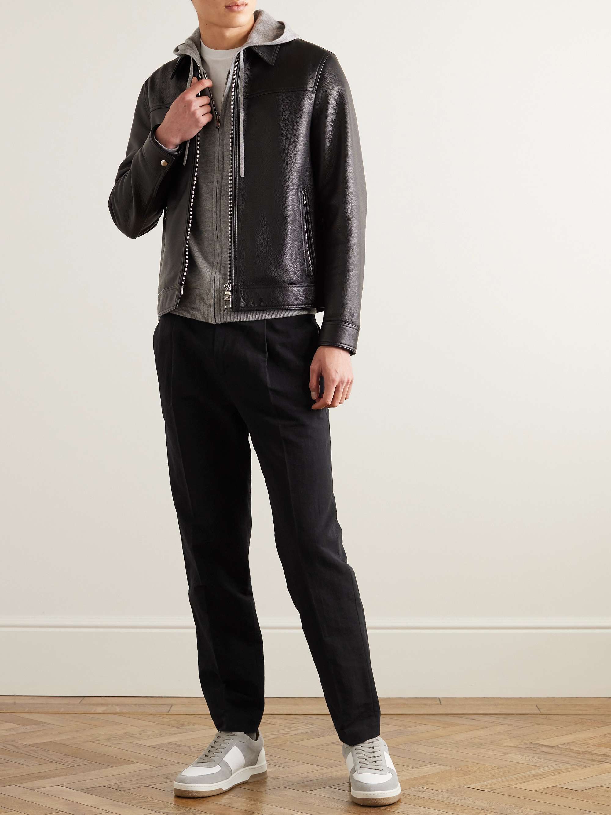 Claygate virgin wool zip-up sweater