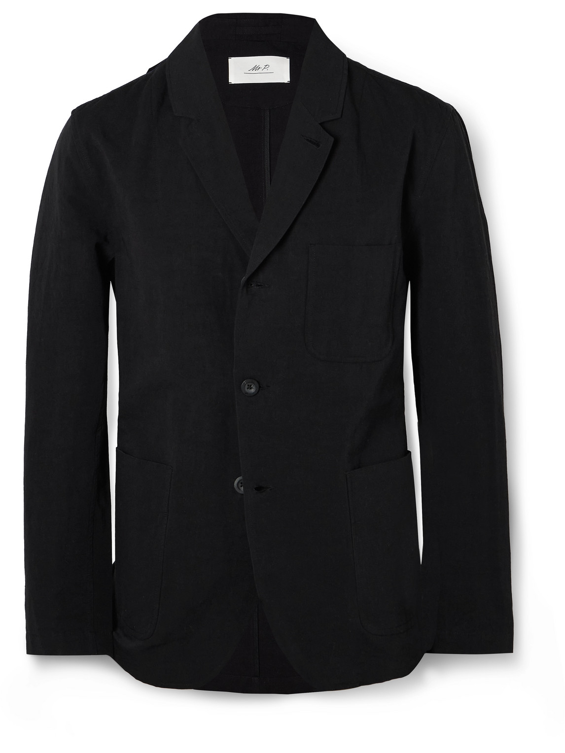 Mr P Linen, Cotton And Nylon-blend Blazer In Black