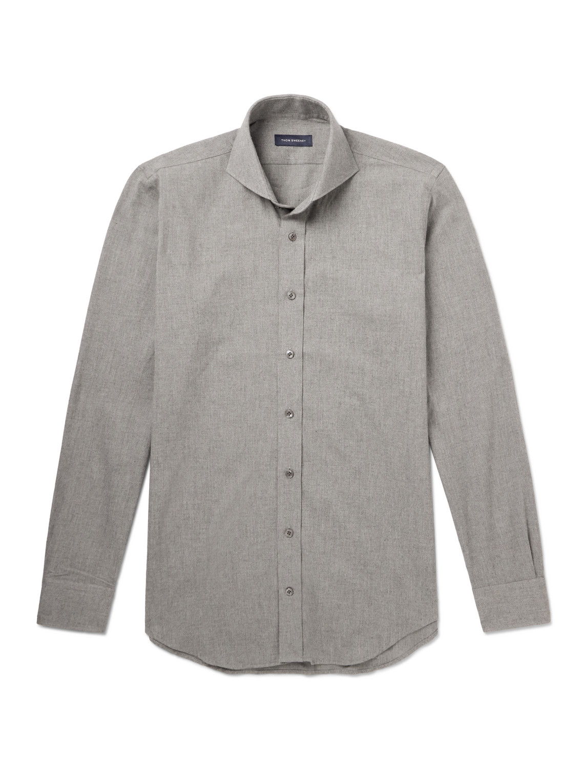 Thom Sweeney Cutaway-collar Cotton-flannel Shirt In Grey