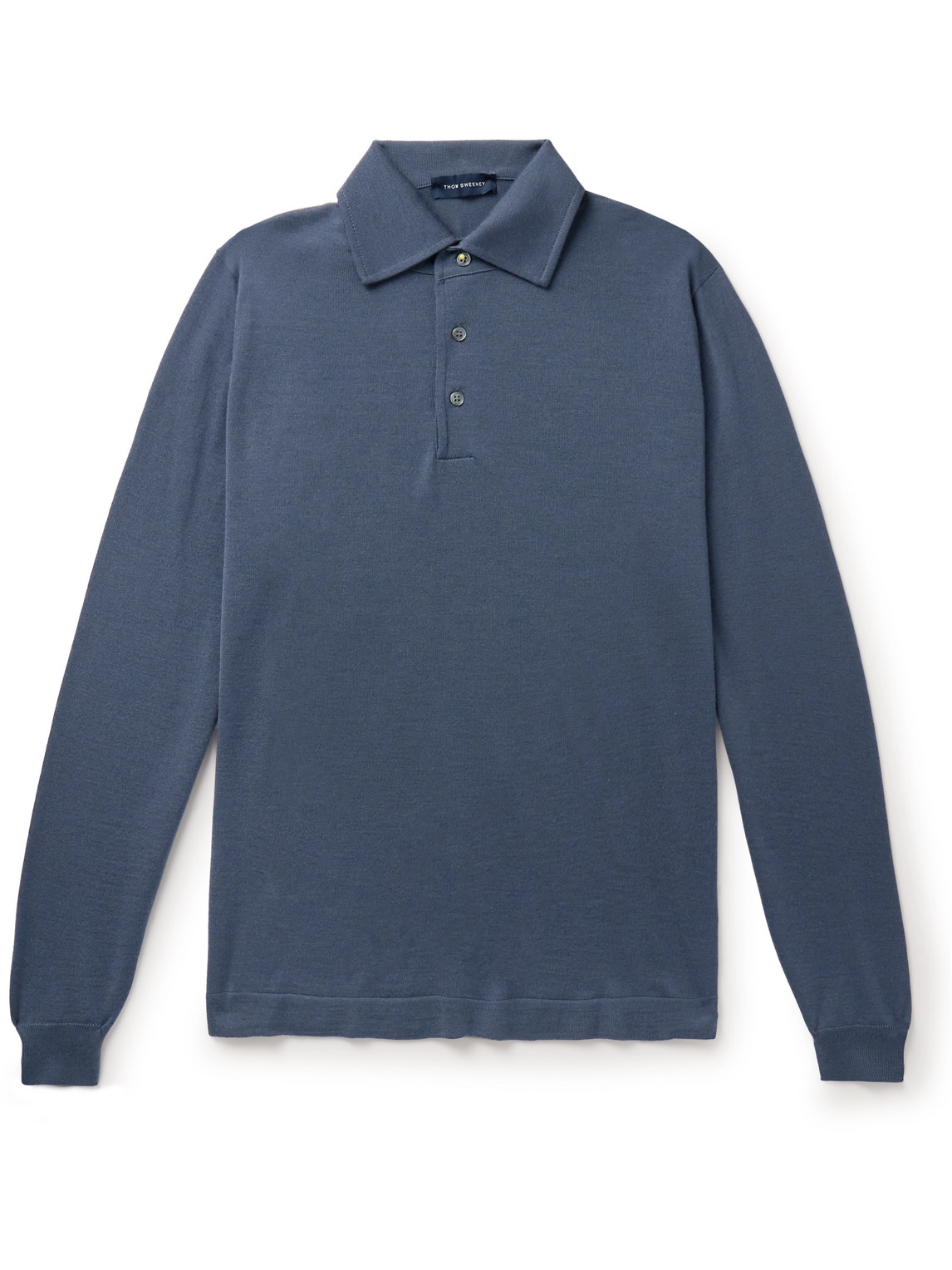 Thom Sweeney Merino Wool Polo Shirt In Gray