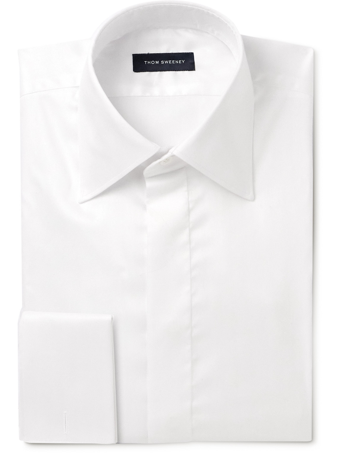 Thom Sweeney Cutaway-collar Cotton And Lyocell-blend Shirt In White