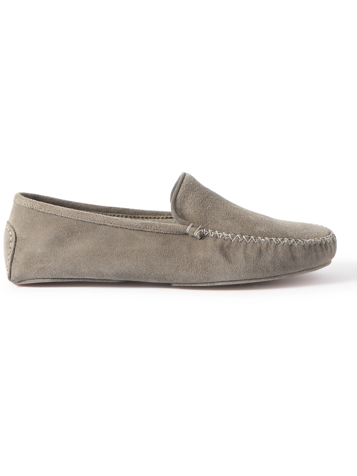 Thom Sweeney Cashmere-lined Suede Slippers In Brown