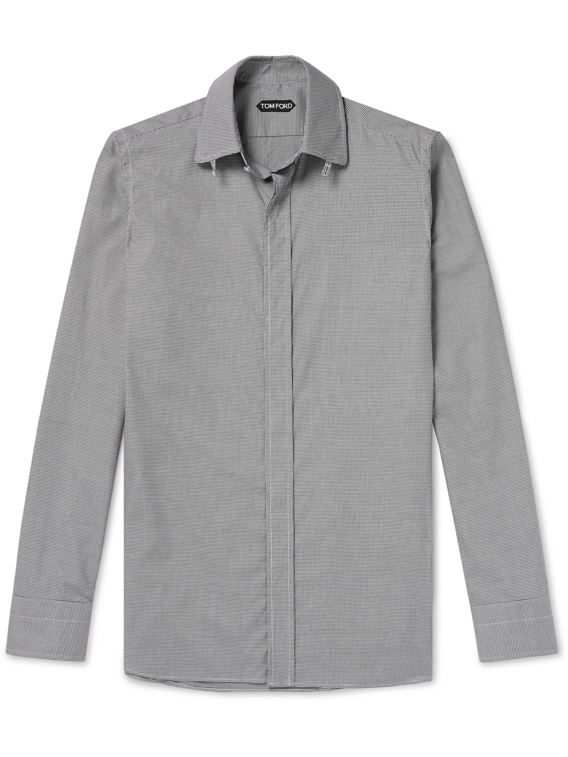 Tom Ford Slim-fit Gingham Cotton-poplin Shirt In Gray
