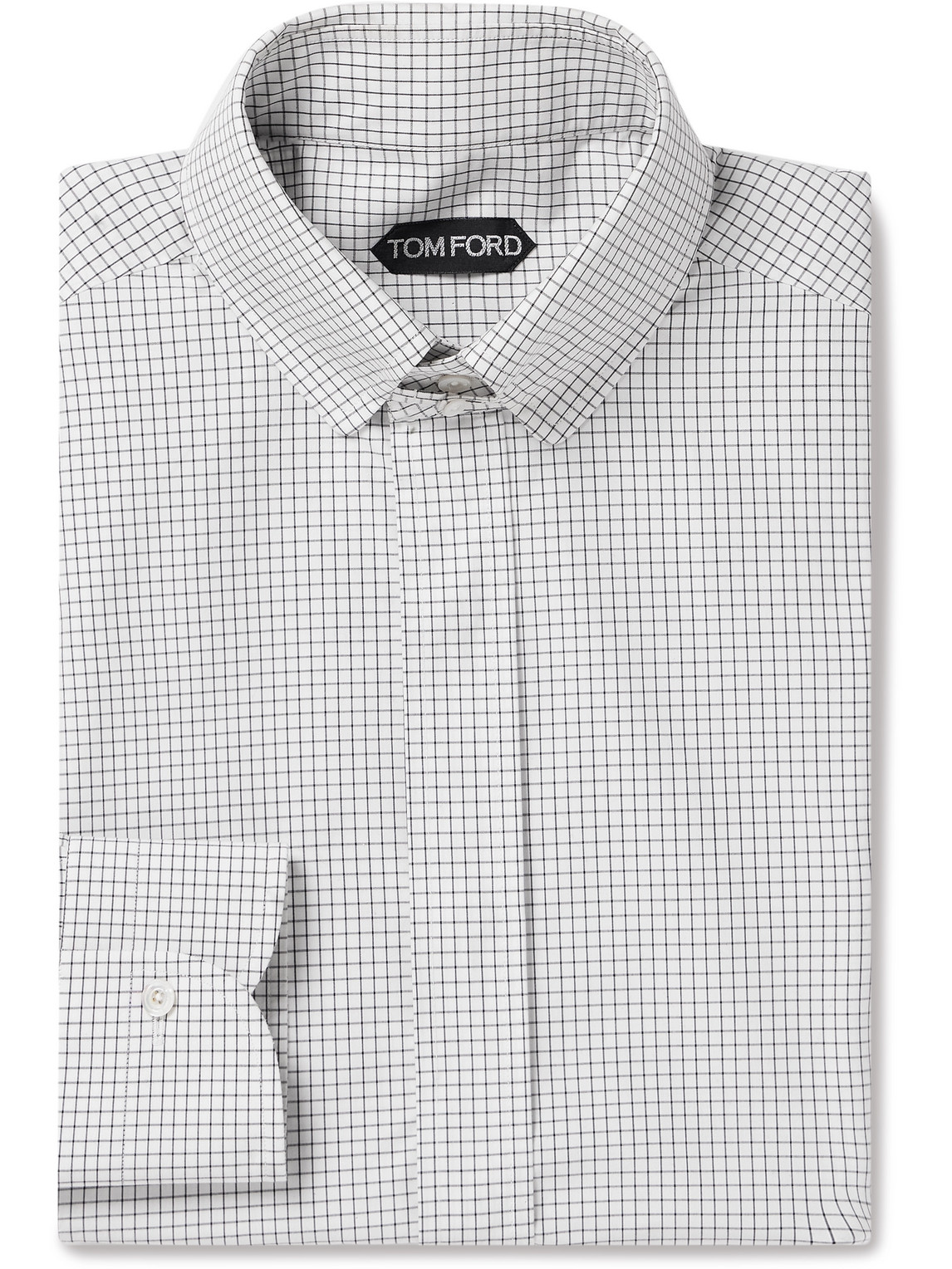 Tom Ford Slim-fit Checked Cotton-poplin Shirt In White