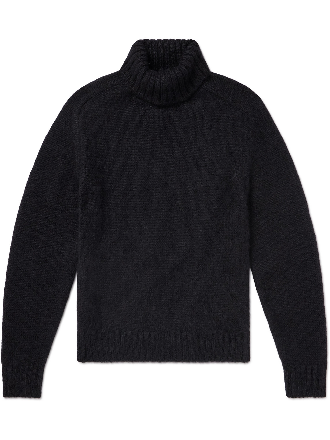 Tom Ford Brushed Ribbed Mohair And Silk-blend Rollneck Sweater In Black