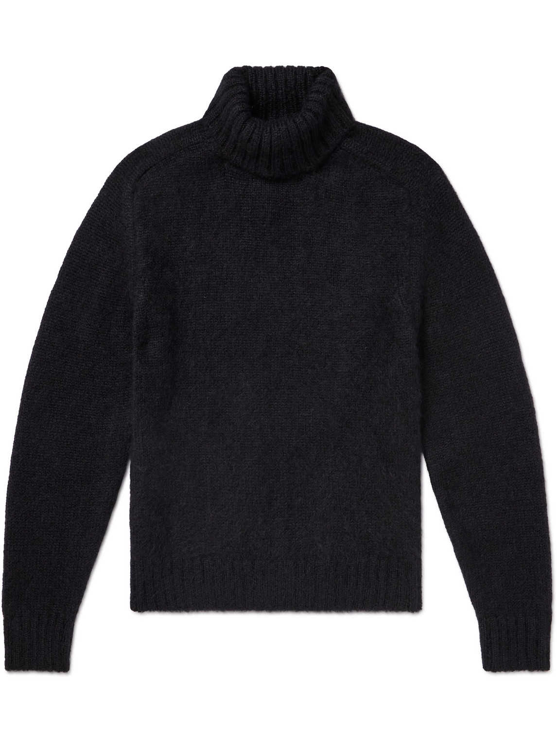 Brushed Ribbed Mohair and Silk-Blend Rollneck Sweater