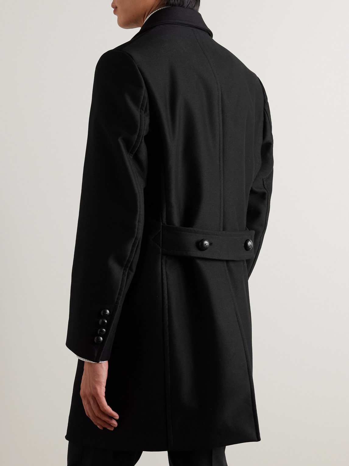 Shop Tom Ford Double-breasted Cotton-moleskin Coat In Black