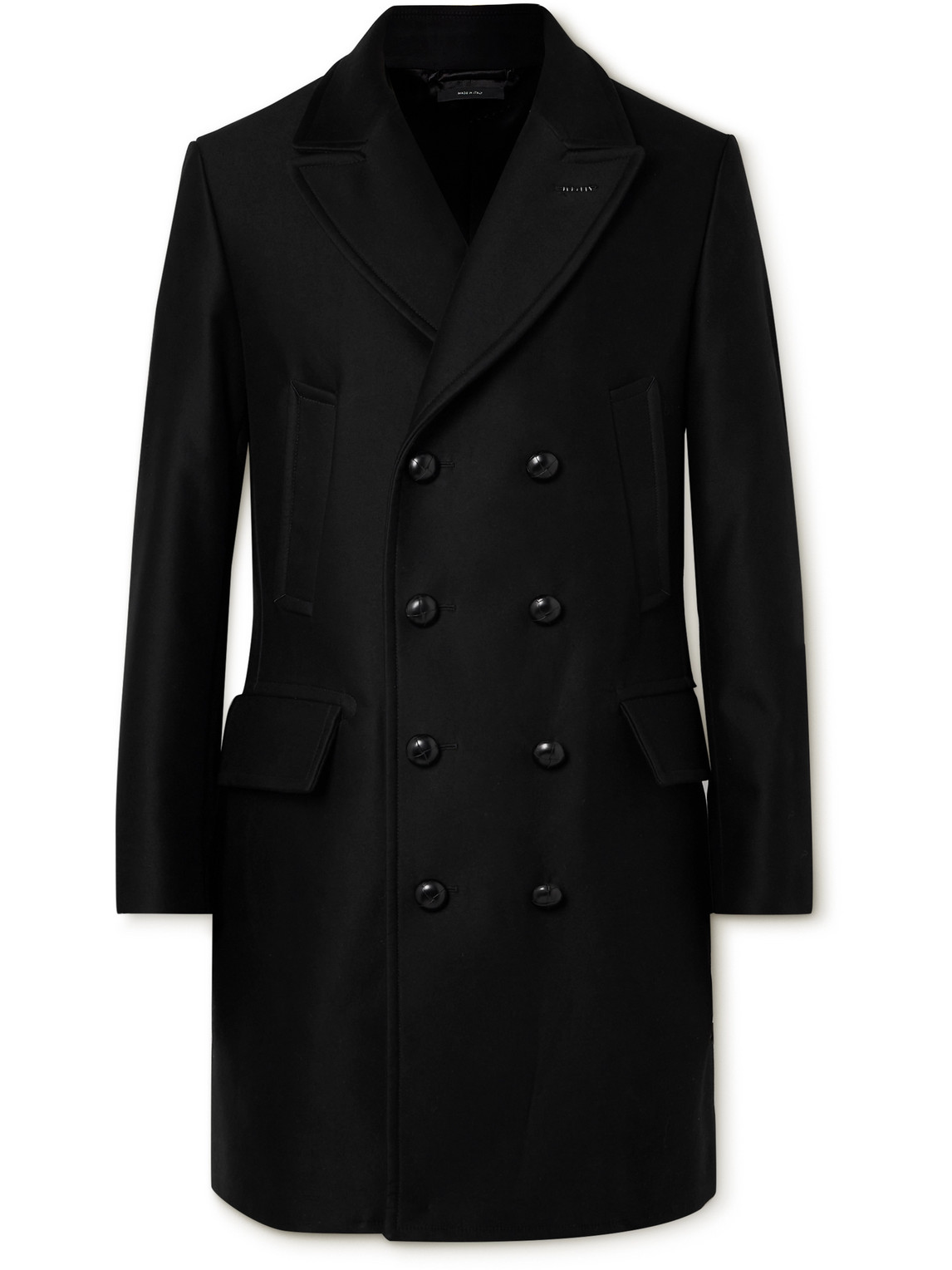 Tom Ford Wool Blend Melton Coat In Black