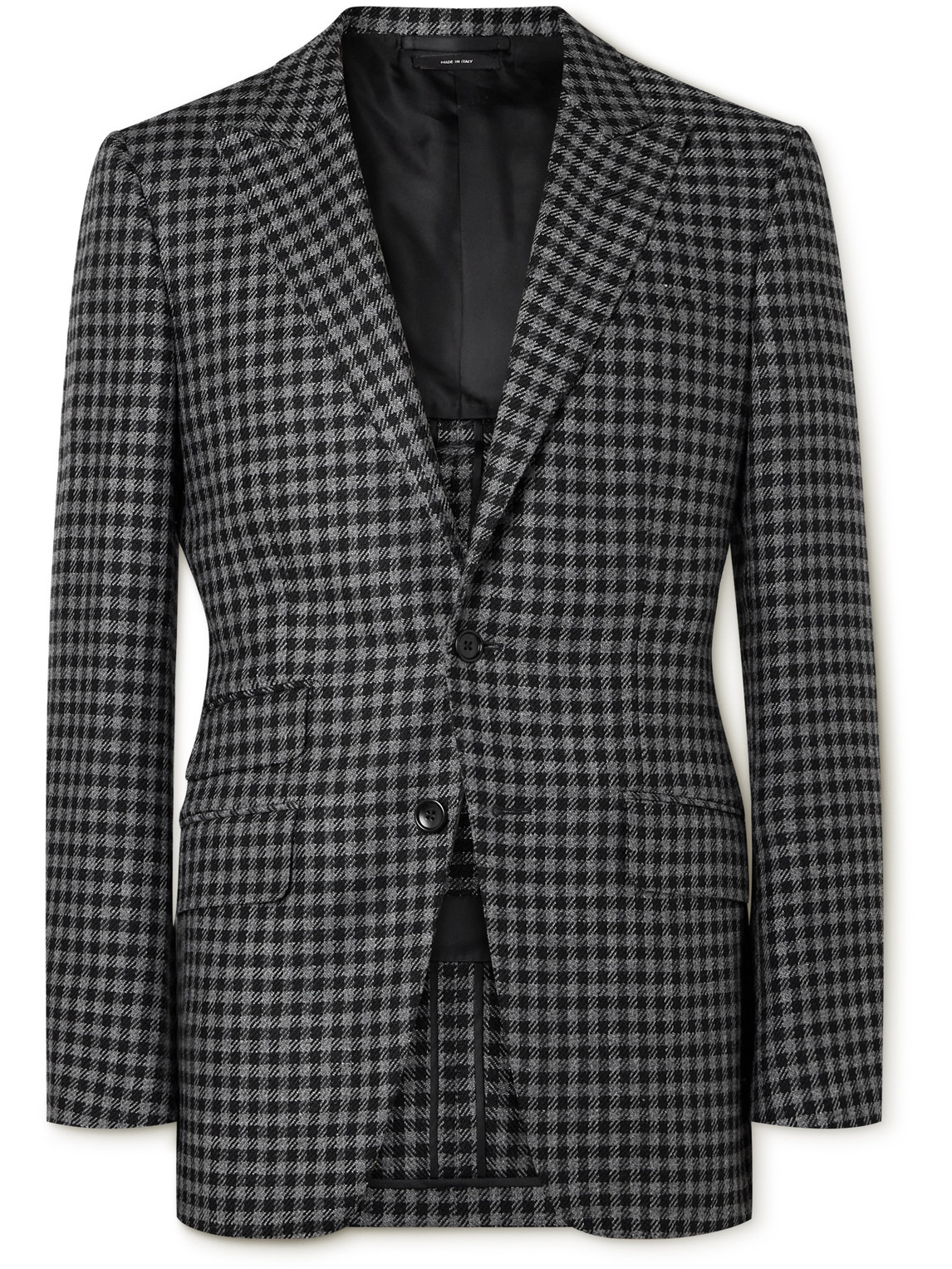 Tom Ford O'connor Slim-fit Gingham Wool, Mohair And Cashmere-blend Suit Jacket In Black