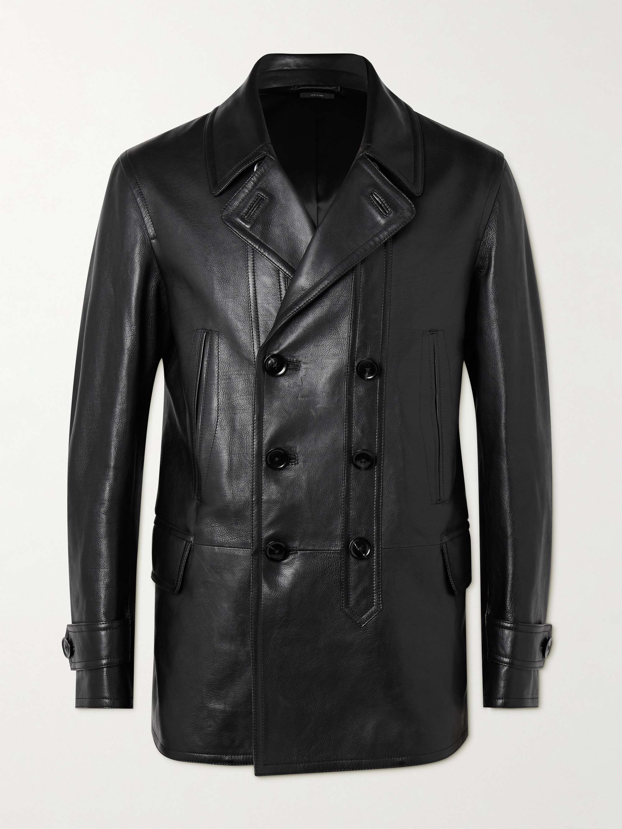 TOM FORD Slim-Fit Leather Peacoat for Men | MR PORTER