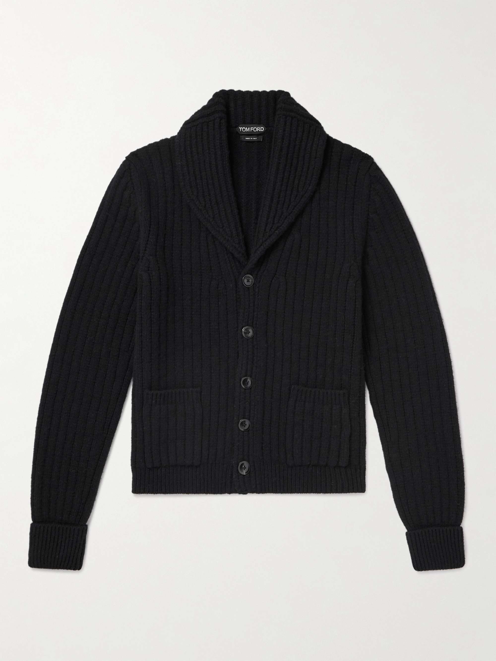 TOM FORD Shawl-Collar Ribbed Wool and Cashmere-Blend Cardigan for Men ...