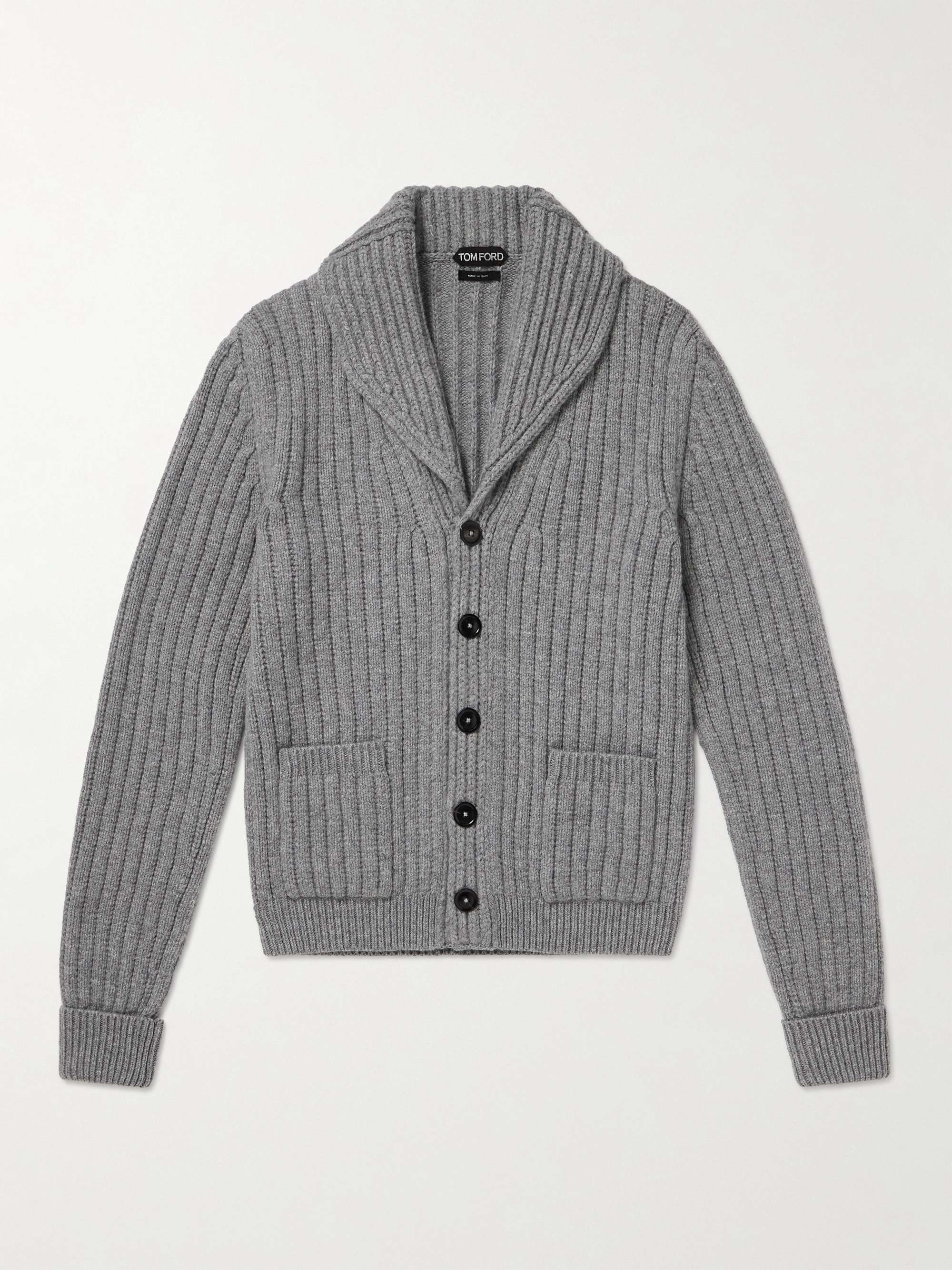 TOM FORD Shawl-Collar Ribbed Wool and Cashmere-Blend Cardigan for Men ...