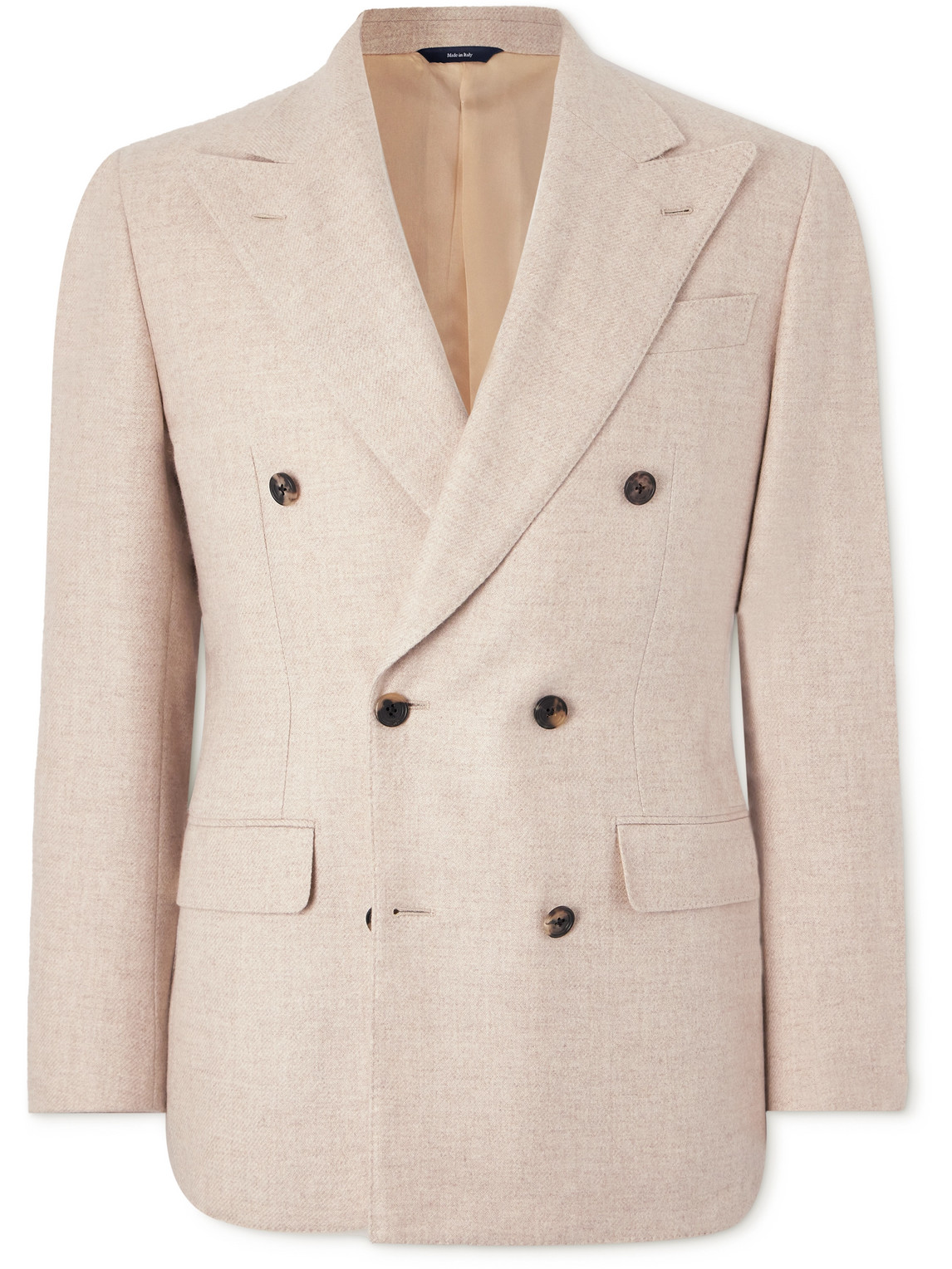 Thom Sweeney Unstructured Double-breasted Cashmere Blazer In Neutrals