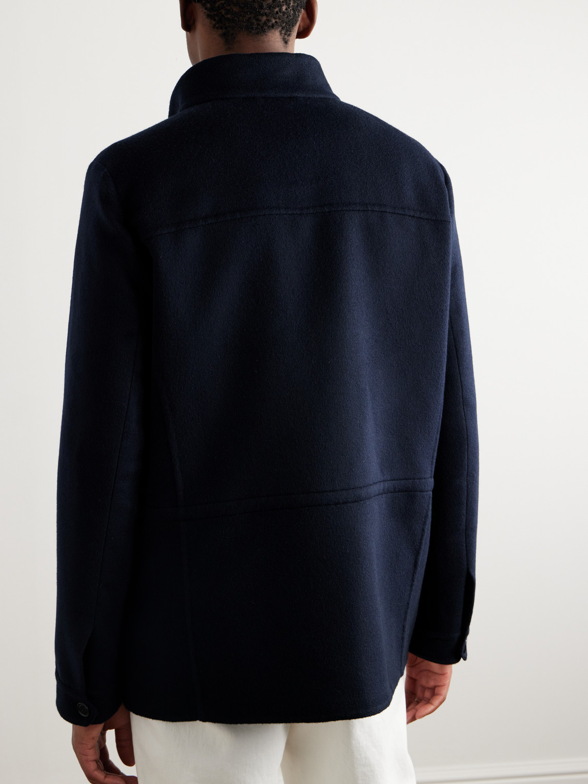 Shop Thom Sweeney Wool And Cashmere-blend Car Coat In Blue