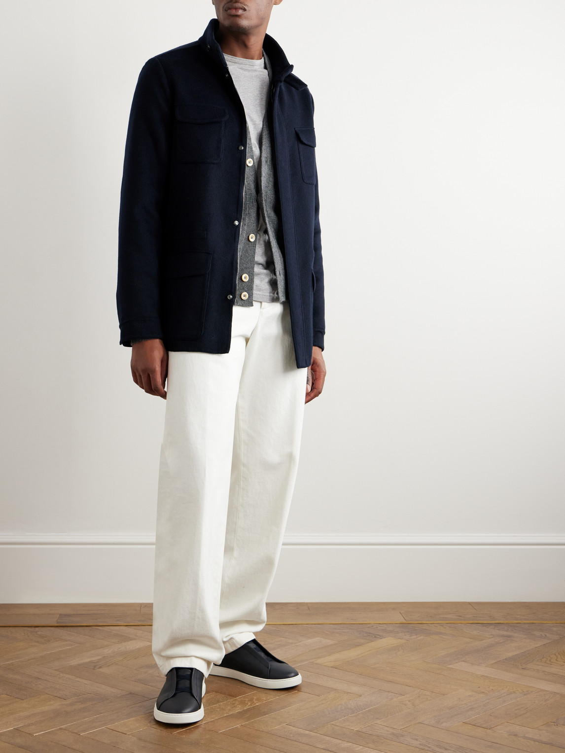 Shop Thom Sweeney Wool And Cashmere-blend Car Coat In Blue