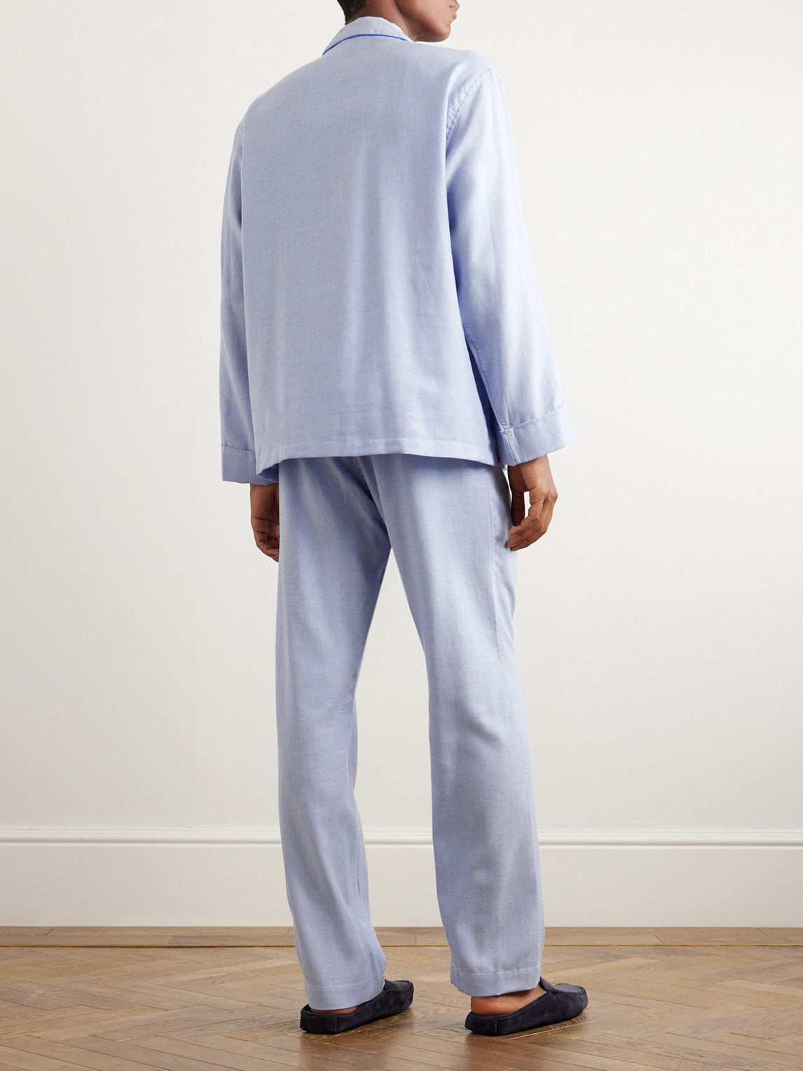 Thom Sweeney Cotton-twill Pyjama Set In Blue
