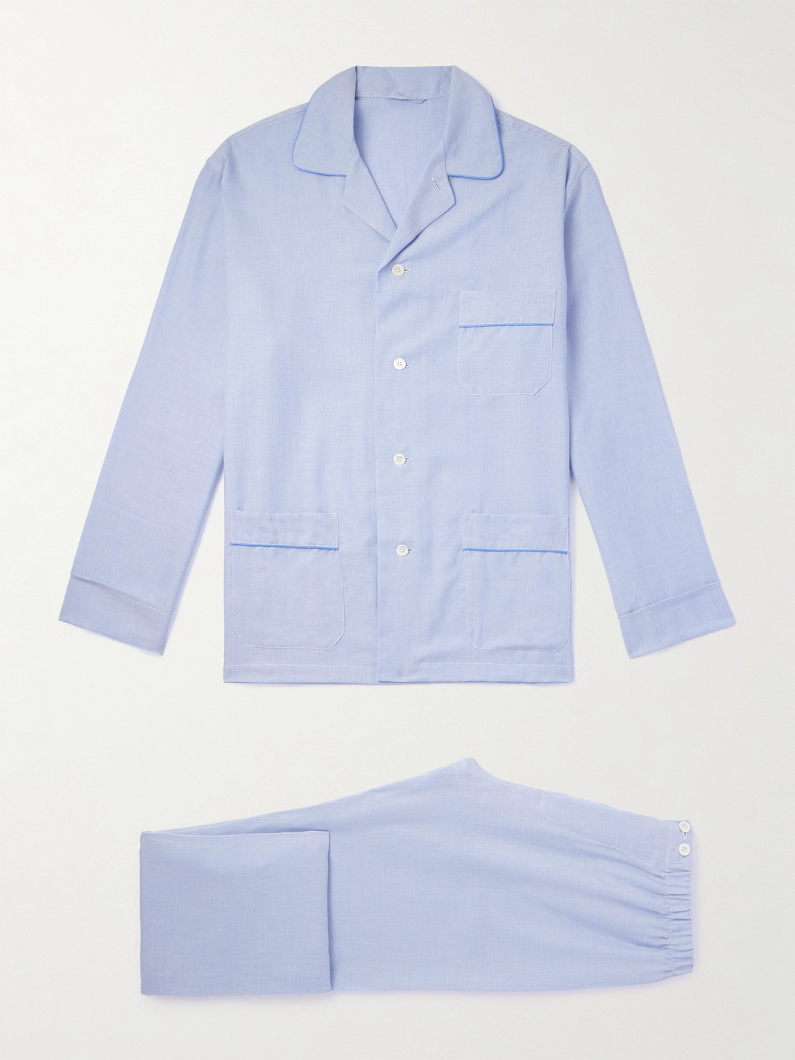 Thom Sweeney Cotton-twill Pyjama Set In Blue