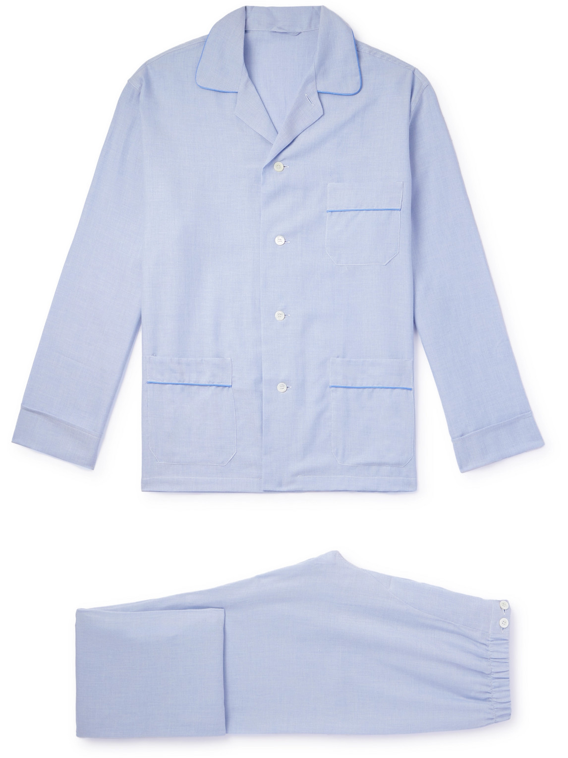 Thom Sweeney Cotton-twill Pyjama Set In Blue