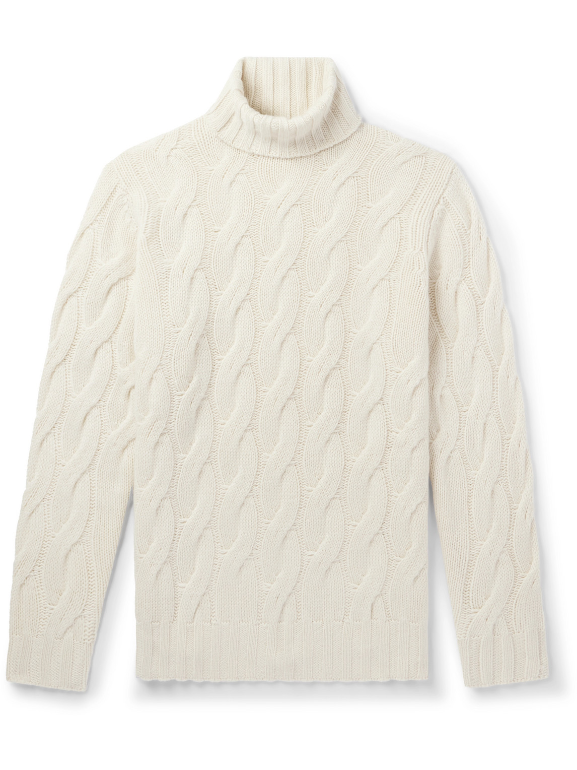 THOM SWEENEY CABLE-KNIT CASHMERE ROLLNECK SWEATER