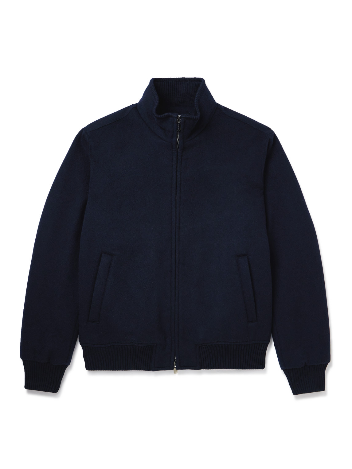 Thom Sweeney Padded Wool And Cashmere-blend Bomber Jacket In Blue