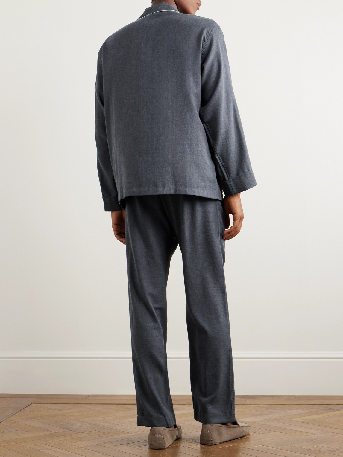 Thom Sweeney Cotton-twill Pyjama Set In Blue