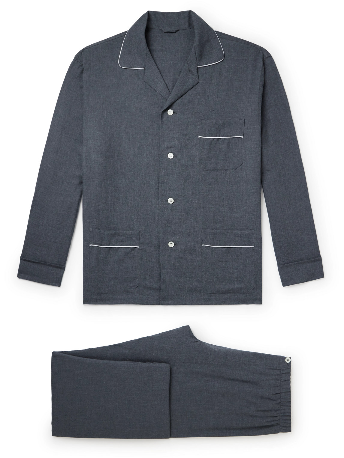 Thom Sweeney Cotton-twill Pyjama Set In Blue