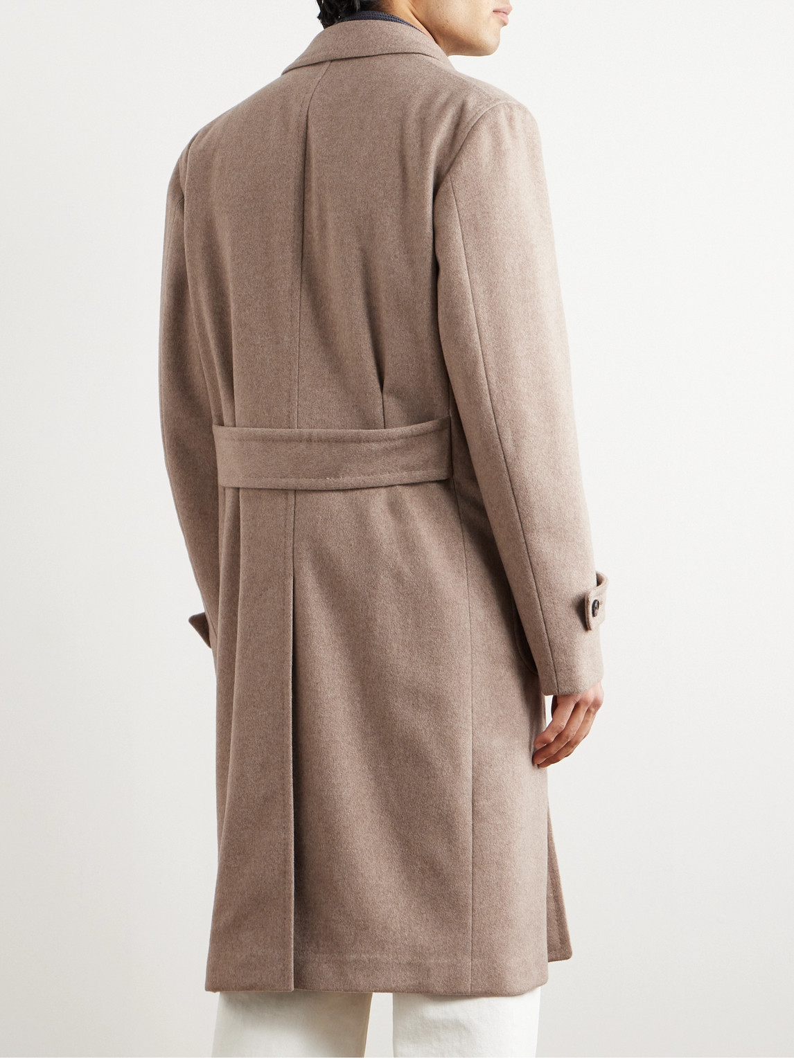 Shop Thom Sweeney Double-breasted Cashmere Coat In Neutrals