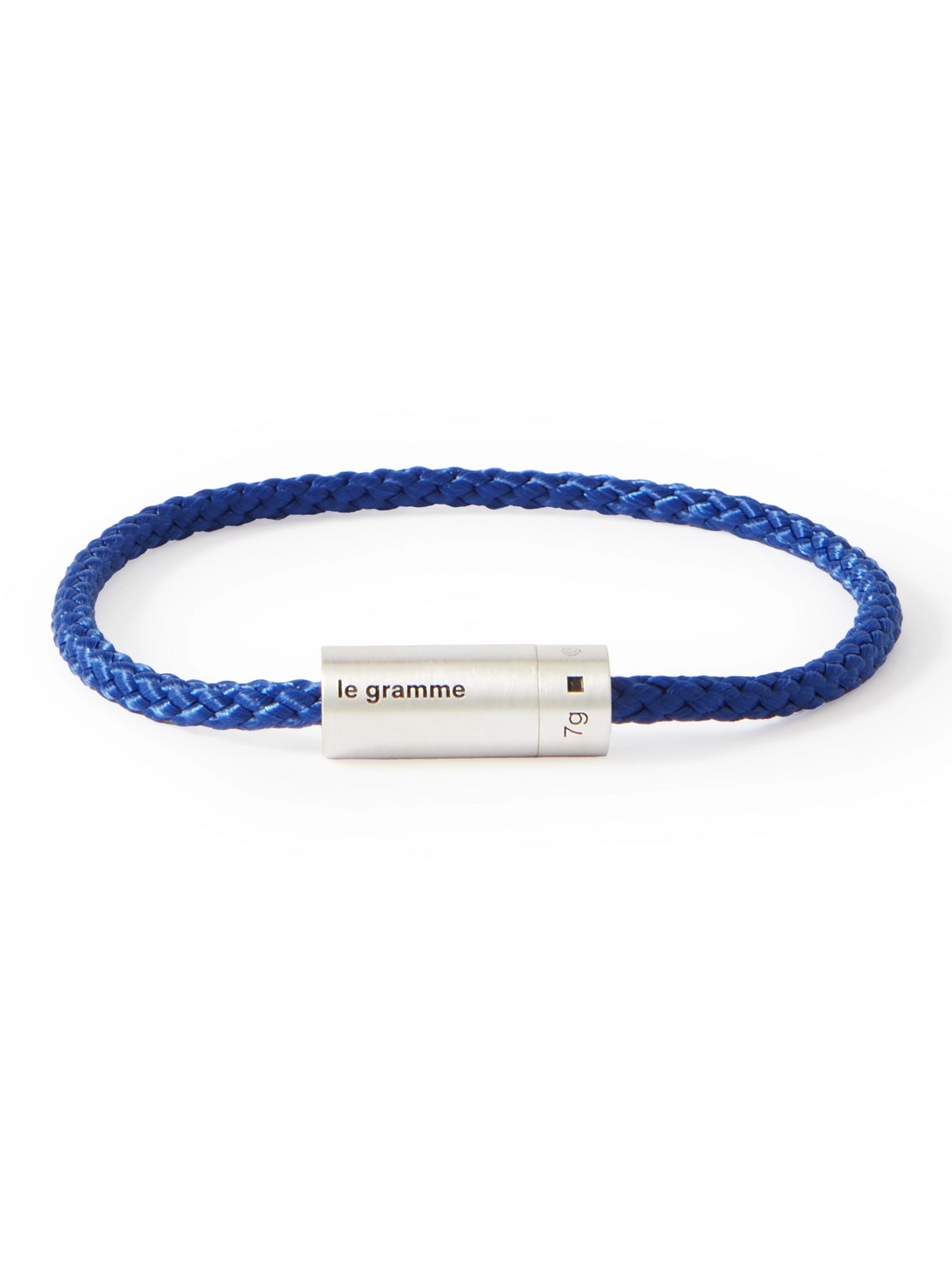 Le Gramme 7g Braided Cord And Sterling Silver Bracelet In Blue