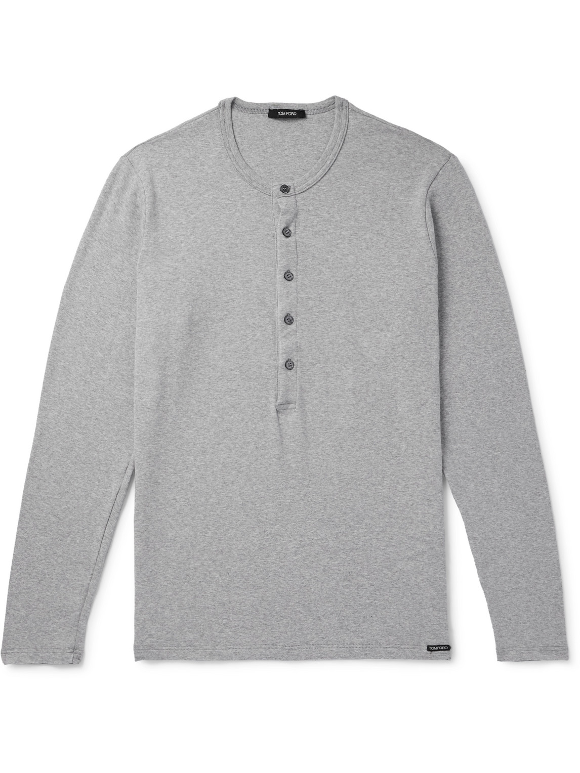 Tom Ford Stretch-cotton Jersey Henley Pyjama T-shirt In Grey